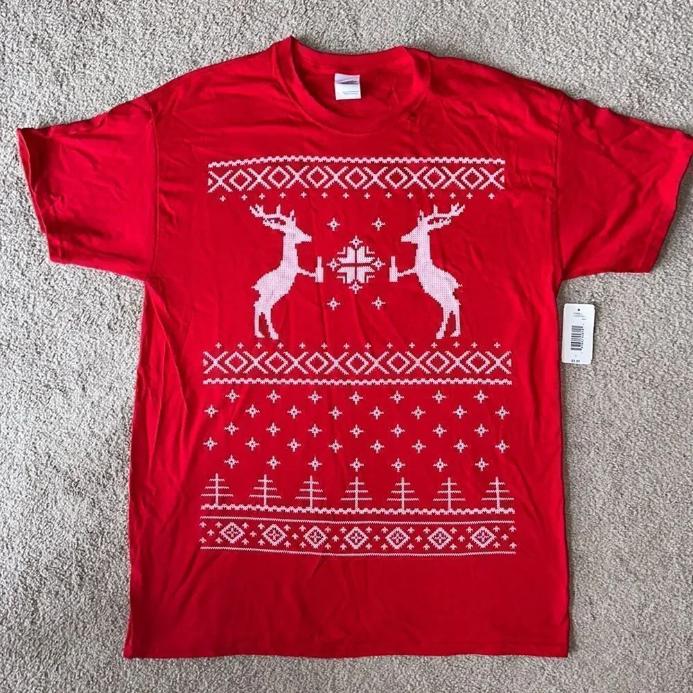 Fairisle Cherry Red Holiday Tee Shirt!